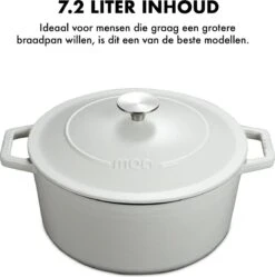 MOA Gietijzeren Braadpan - Inhoud 7,2 Liter - 30CM - Rond - Alle Warmtebronnen - Ook Voor Inductie - Gewicht 7,3 Kg - Wit - C30W -Keukengerei Winkel 1192x1200 3