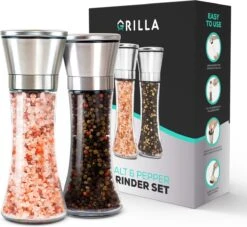 Peper En Zoutmolen Set - RVS Zout En Peperstel - Zoutvaatje En Pepermolen - 2 In 1