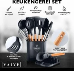 VAIVE Kookgerei Set 13-delig Met Houder - Keukengerei Set - Garde - Spatel Silicone -Keukengerei Winkel 1200x1151