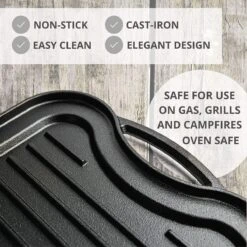 Nuovva Dubbelzijdig Gietijzeren Grillplaat - 50cm X 26cm -Keukengerei Winkel 1200x1200 340