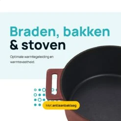 MOA Gietijzeren Braadpan - Inhoud 4,75 Liter - 26CM - Rond - Alle Warmtebronnen - Ook Voor Inductie - Gewicht 5,8 Kg - Bordeaux Rood - MC26BR -Keukengerei Winkel 1200x1200 365