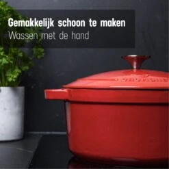 Daumonet Carême Rouge Gietijzeren Braadpan - Sudderpan Kersen Rood - Rond - Ø26 Cm - 4,4 Liter - PFAS & PFOA Vrij - Emaille - Geschikt Voor Alle Warmtebronnen - Elektrisch - Gas - Halogeen - Inductie - Keramisch - Vaatwasserbestendig -Keukengerei Winkel 1200x1200 498