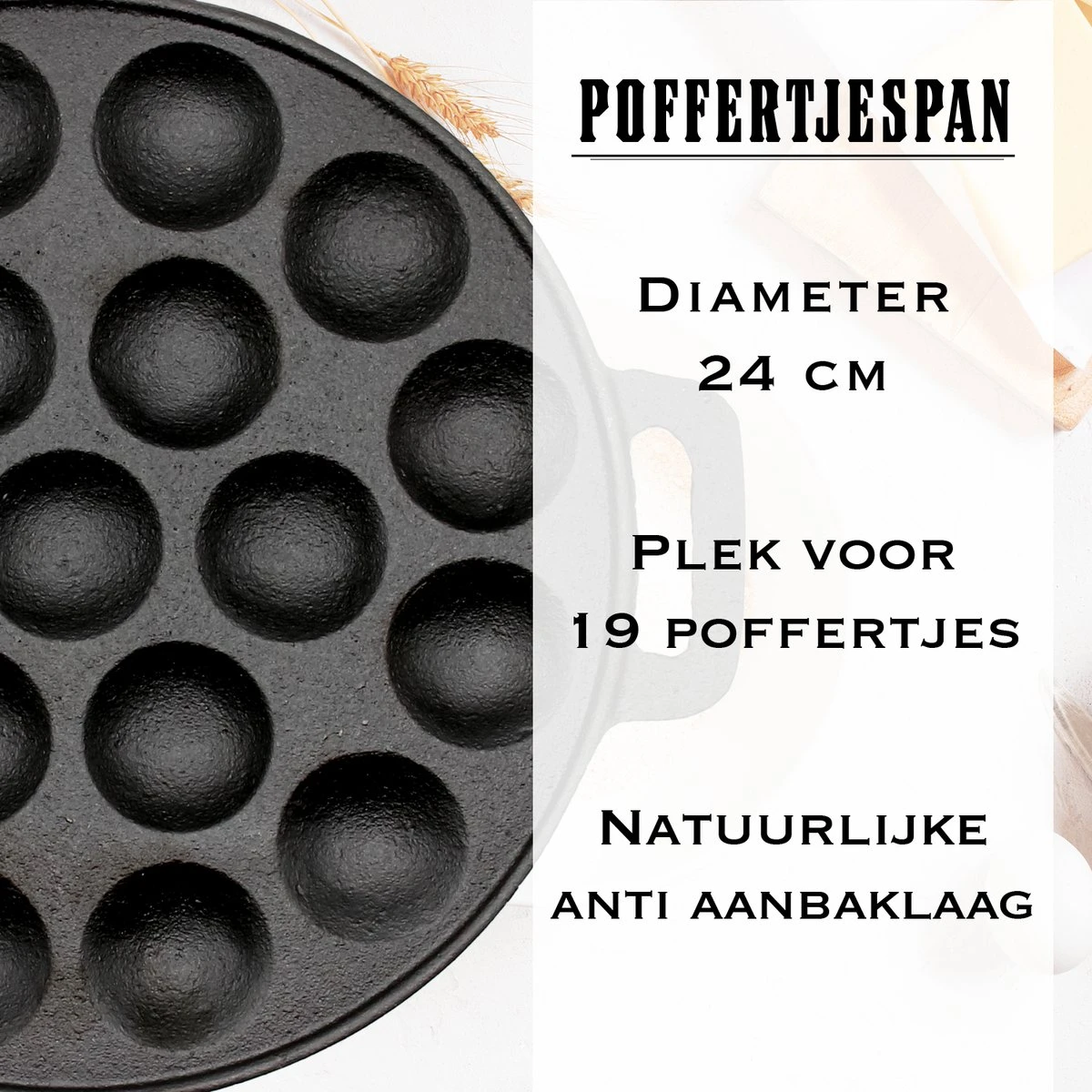 IRONO Poffertjespan Set - Incl. Doseerfles, Kwast En Vork - Poffertjespan Inductie En Electrisch - Poffertjesmaker 19 Poffertjes - Poffertjes Maken - Spuitfles - Cadeau Voor Mannen En Vrouwen 2 IRONO Poffertjespan Set - Incl. Doseerfles, Kwast En Vork - Poffertjespan Inductie En Electrisch - Poffertjesmaker 19 Poffertjes - Poffertjes Maken - Spuitfles - Cadeau Voor Mannen En Vrouwen - Afbeelding 2