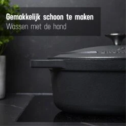 Gietijzeren Braadpan - Sudderpan Zwart Van Daumonet - Ovaal - Ø 29 Cm - 3 Liter - 100% PFAS & PFOA Vrij - Emaille - Geschikt Voor Alle Warmtebronnen - Elektrisch - Gas - Halogeen - Inductie - Keramisch - Vaatwasserbestendig -Keukengerei Winkel 1200x1200 516