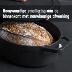 Gietijzeren Braadpan - Sudderpan Zwart Van Daumonet - Ovaal - Ø 29 Cm - 3 Liter - 100% PFAS & PFOA Vrij - Emaille - Geschikt Voor Alle Warmtebronnen - Elektrisch - Gas - Halogeen - Inductie - Keramisch - Vaatwasserbestendig -Keukengerei Winkel 1200x1200 519