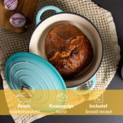 Chefarone Gietijzeren Pan - Braadpan Inclusief Deksel - Geschikt Voor Alle Warmtebronnen - Geëmailleerd Blauw -Keukengerei Winkel 1200x1200 538