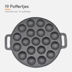 Ocina Poffertjespan – Combo Pack – 19 Poffertjes – Poffertjesmaker – Poffertjespan Inductie – Poffertjespan Electrisch – Gietijzeren Pan - Inclusief Doseerfles, Handvaten, 6x Poffertjesvorken En Invetkwast – Gratis Receptenboek -Keukengerei Winkel 1200x1200 547
