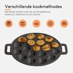 Ocina Poffertjespan – Combo Pack – 19 Poffertjes – Poffertjesmaker – Poffertjespan Inductie – Poffertjespan Electrisch – Gietijzeren Pan - Inclusief Doseerfles, Handvaten, 6x Poffertjesvorken En Invetkwast – Gratis Receptenboek -Keukengerei Winkel 1200x1200 548