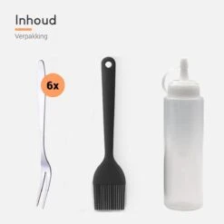 Ocina Poffertjespan Accessoires Set - Doseerfles - Poffertjes Spuitfles - 6x Poffertjes Vork - Kwast - Siliconen Kwast - Bakkwast - Gratis Poffertjes E-Book -Keukengerei Winkel 1200x1200 568