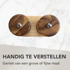 Nimma® Peper En Zoutmolen Set - Incl Navul Lepel - Verstelbare Maalgraad - Acacia Hout -Keukengerei Winkel 1200x1200 625