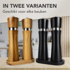 Nimma® Peper En Zoutmolen Set - Incl Navul Lepel - Verstelbare Maalgraad - Acacia Hout -Keukengerei Winkel 1200x1200 628