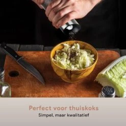 DODANA Premium Peper - & Zoutmolen Elektrisch - 1 Stuk - Pepermolen - Zoutmolen - Oplaadbaar - USB - Elektrische Pepermolen - RVS - Zwaartekracht Functie - LED Lamp - Nl Handleiding - Incl Borsteltje -Keukengerei Winkel 1200x1200 638