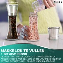 Peper En Zoutmolen Set - RVS Zout En Peperstel - Zoutvaatje En Pepermolen - 2 In 1 -Keukengerei Winkel 1200x1200 650