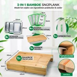 Ecowize 3-in-1 Bamboe Snijplank Met Opvangbak - Snijplank Hout Incl. 3 Roestvrijstalen Opvangbakjes Met Bamboe Deksel, 4 Inzetbare Raspen - Groentesnijder, Hakblok, Borrelplank, Tapasplank, Broodplank - 40x30cm - Duurzaam Cadeau -Keukengerei Winkel 1200x1200 672