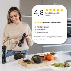 Deleca Luxe Peper En Zoutmolen Set - Met Geschenkdoos - Zout / Pepermolen - Rubberhout - Zwart & Goud -Keukengerei Winkel 1200x1200 703