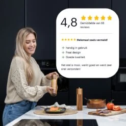 Deleca Luxe Peper En Zoutmolen Set - Zout / Pepermolen - Handmatig - Met Navul Lepel & Geschenkdoos - Acacia Hout - Rond -Keukengerei Winkel 1200x1200 714