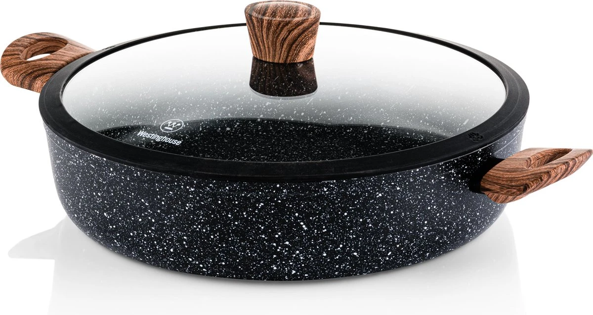 Westinghouse Hapjespan Inductie - Ø 32 Cm - Zwart Marmer - Speciale Editie - Met Deksel 1 Westinghouse Hapjespan Inductie - Ø 32 Cm - Zwart Marmer - Speciale Editie - Met Deksel