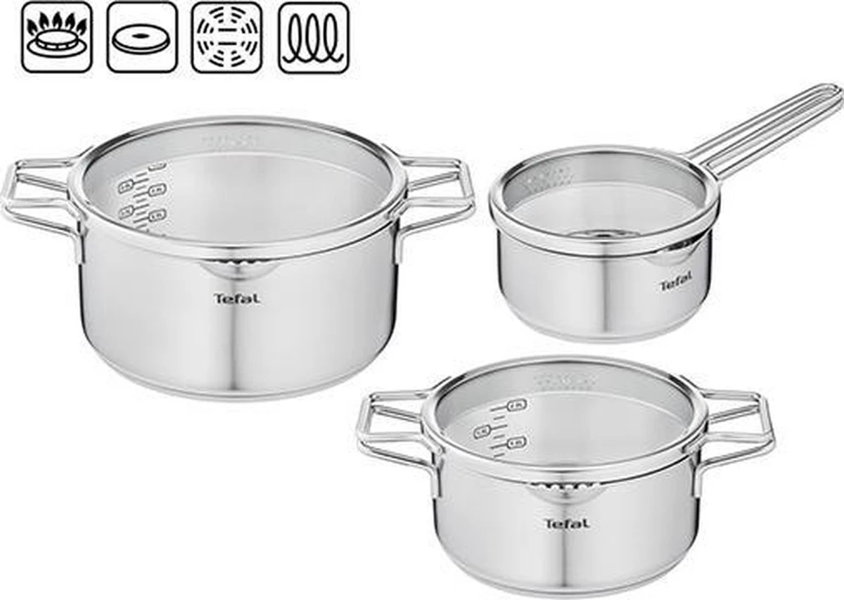 Tefal Nordica Pannenset 3 Delig - Steelpan Ø 16 Cm & Kookpan Ø 20 + Ø 24 Cm 20 Tefal Nordica Pannenset 3 Delig - Steelpan Ø 16 Cm & Kookpan Ø 20 + Ø 24 Cm - Afbeelding 20