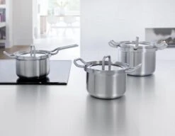 BK Q-linair Master Glas Pannenset - 5-delig - Glazen Deksel - Veilig Afgietsysteem - Inductie -Keukengerei Winkel 1200x934