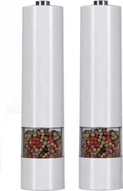 IGOODS Keramiek Elektrische Pepermolen En Zoutmolen - Pepermolen - Zoutmolen - 2 Stuks- Wit